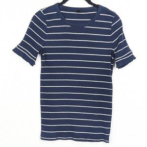 J. Crew Navy Ribbed Fitted  Striped Top Size S